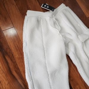 NWT Adidas Ivy Park White Teddy Fleece Cargo Pants sz S